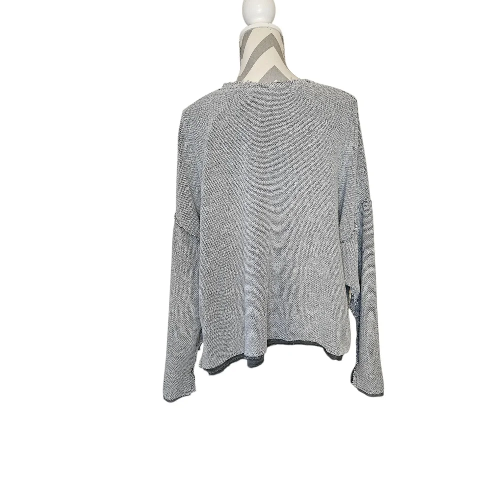 ​Free People | Gray Raw Hem Distressed V-Neck Thermal‎ Knit Sweater